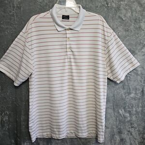 Nike Golf Fit Dry Men's lg   Golf Polo Red white Shirt-Striped